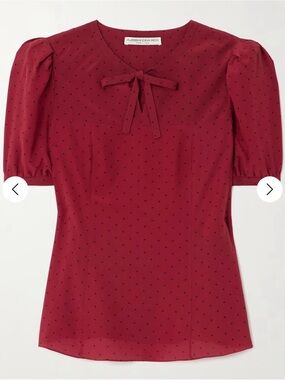Alessandra Rich Burgundy Dot Tie-Back Blouse